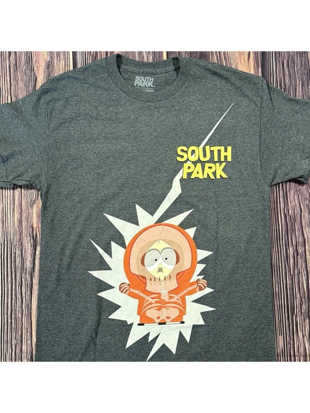 South Park Kenny Hit by Lightning Graphic T-Shirt Medium Gray NWOT